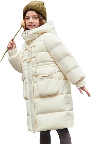 Winter Coats for Girls with Hood Thicken Water Resistant Long Puffer Jacket Trendy Warm Quilted Jackets 7-15 Years in Saudi Arabia