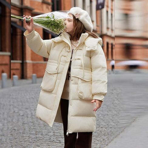 Winter Coats for Girls with Hood Thicken Water Resistant Long Puffer Jacket Trendy Warm Quilted Jackets 7-15 Years in Saudi Arabia