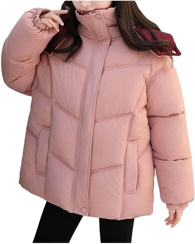 Winter Coats for Girls with Hood Trendy Water Resistant Puffer Jacket Thicken Warm Quilted Jackets Outwear 5-15 Years in Saudi Arabia