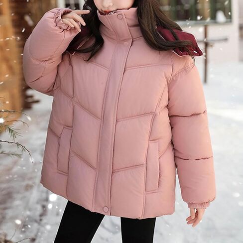 Winter Coats for Girls with Hood Trendy Water Resistant Puffer Jacket Thicken Warm Quilted Jackets Outwear 5-15 Years in Saudi Arabia