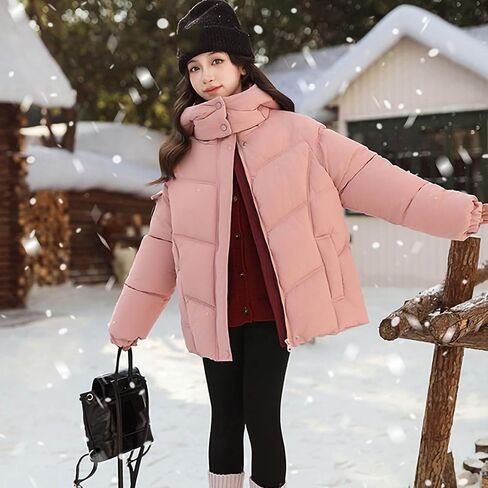 Winter Coats for Girls with Hood Trendy Water Resistant Puffer Jacket Thicken Warm Quilted Jackets Outwear 5-15 Years in Saudi Arabia