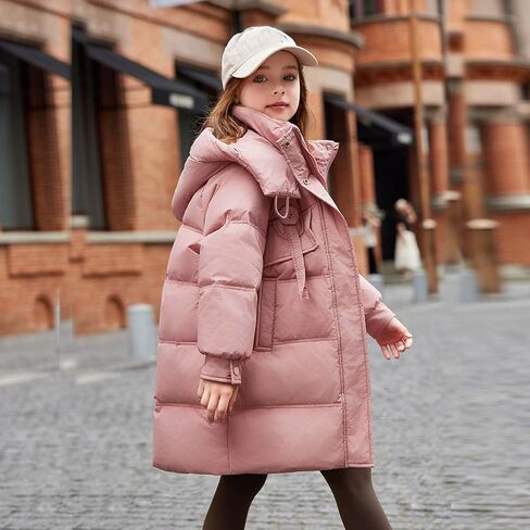 Winter Coats for Girls with Hood Thicken Water Resistant Long Puffer Jacket Trendy Warm Quilted Jackets 5-13 Years in Saudi Arabia