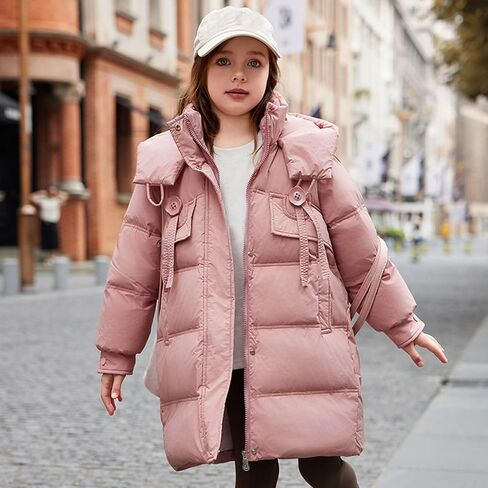 Winter Coats for Girls with Hood Thicken Water Resistant Long Puffer Jacket Trendy Warm Quilted Jackets 5-13 Years in Saudi Arabia