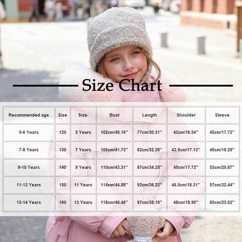 Girls Puffer Jacket with Fur Hood Thicken Water Resistant Long Winter Coats Trendy Warm Quilted Jackets 5-13 Years in Saudi Arabia