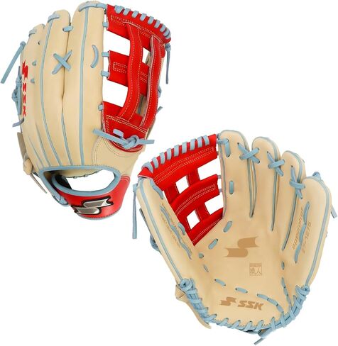SSK Z7 Specialist Outfield Baseball Glove –12.5" - 12.75" – Right & Left Hand Throw (Camel/Red/Columbia, 12.75" - Right Hand Throw) in Saudi Arabia