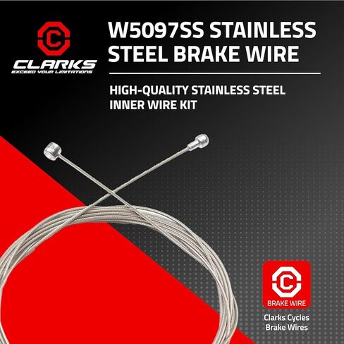 Clarks Stainless Steel Brake Wire - 3060mm Universal Steel Brake Cable for Front and Rear Brakes for Mountain Bikes (MTB), Hybrid and Road Bikes in Saudi Arabia