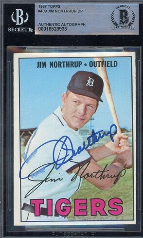 Jim Northrup Beckett BAS Signed 1967 Topps Autographed - Baseball Slabbed Autographed Cards in Saudi Arabia