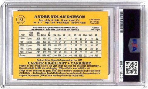 Andre Dawson autographed 1985 Donruss Leaf card PSA/DNA Montreal Expos - MLB Autographed Baseball Cards in Saudi Arabia