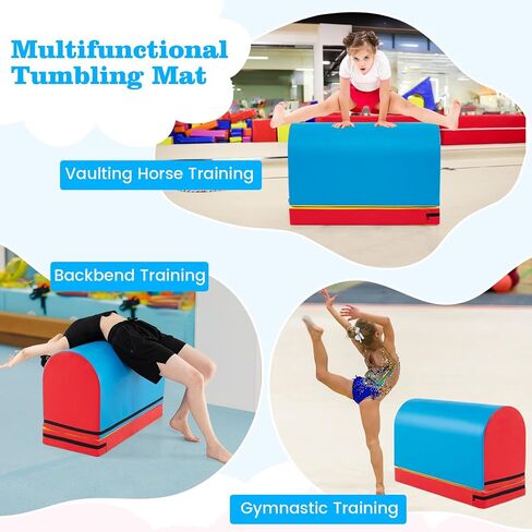 Goplus Mailbox Tumbling Mat، صندوق القفز للجمباز مع حصيرة قابلة للفصل، مقبض حمل، جلد PU ممتاز، مدرب مساعد على القفز المحمول للأطفال في المنزل لممارسة التمارين الرياضية in Saudi Arabia