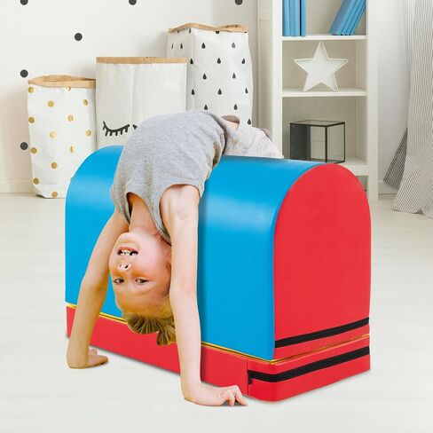 Goplus Mailbox Tumbling Mat، صندوق القفز للجمباز مع حصيرة قابلة للفصل، مقبض حمل، جلد PU ممتاز، مدرب مساعد على القفز المحمول للأطفال في المنزل لممارسة التمارين الرياضية in Saudi Arabia
