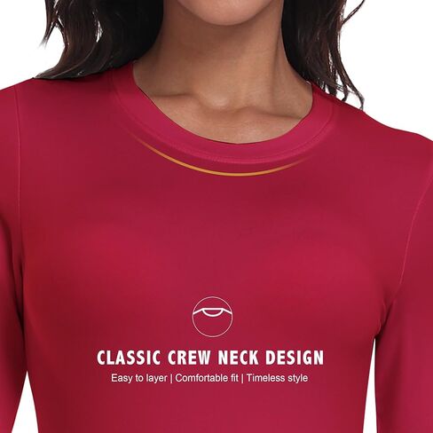 قميص حراري بأكمام طويلة للنساء من DHSO - قميص داخلي مبطن بالصوف - طبقة أساسية دافئة ناعمة للطقس البارد in Kuwait