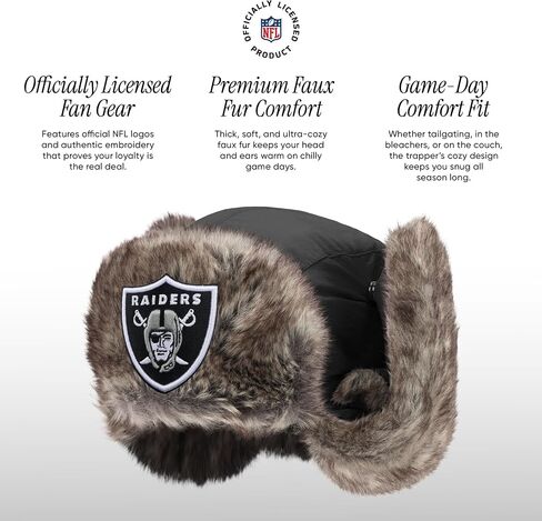 FOCO NFL Unisex-Adult NFL Team Logo Faux Fur Trapper Novelty Hat in Saudi Arabia