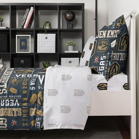 FOCO Vegas Golden Knights NHL Team Color Bed in a Bag Comforter Bedding 5 Piece Set - Twin in Saudi Arabia