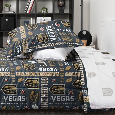 FOCO Vegas Golden Knights NHL Team Color Bed in a Bag Comforter Bedding 5 Piece Set - Twin in Saudi Arabia