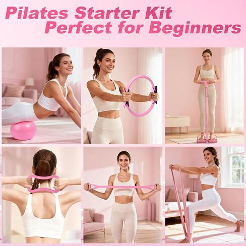 Pilates Kit 14 Pcs, Pilates Essentials Kit for Women, Pilates Equipment for Home with Yoga Circle Ball Ring, 5 Resistance Bands,Pedal Puller Resistance Band,Anti-Slip Socks for Starter Set Accessories in Saudi Arabia