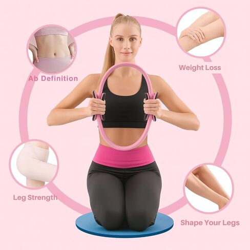 Pilates Ring Set 14 PCS Circle Yoga Ring, Pilates Ball, Adjustable Ankle and Wrist Weights, Resistance Bands, Grip Socks, Instruction Mauel Guides, Yoga, Women Home Workouts Essentials Starter Set in Saudi Arabia