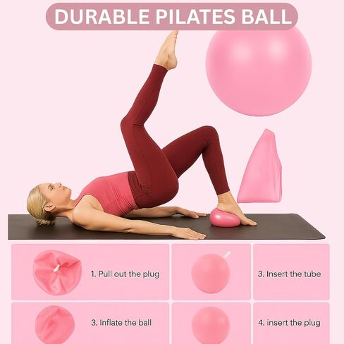 Pilates Ring Set 14 PCS Circle Yoga Ring, Pilates Ball, Adjustable Ankle and Wrist Weights, Resistance Bands, Grip Socks, Instruction Mauel Guides, Yoga, Women Home Workouts Essentials Starter Set in Saudi Arabia