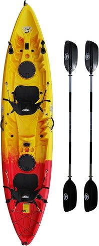 Brooklyn Kayak Company BKC 12.5-Ft Tandem Sit-on-Top Fishing Kayak, 2-3 Persons, Padded Seats, Paddles, 6 Rod Holders, 600 lbs Capacity, Trolling-Motor-Ready, for Lake or Ocean in Saudi Arabia