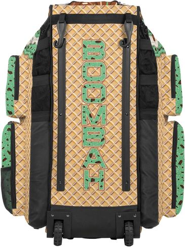 حقيبة الخفافيش الدوارة Boombah Superpack XL - 91.44 سم × 40.64 سم × 23.5 سم - مقبض تلسكوبي - يحمل 8 مضارب - إصدار بعجلات - رقاقة شوكولاتة الآيس كريم بالنعناع ذهبي/نعناع/برتقالي تكساس in Saudi Arabia