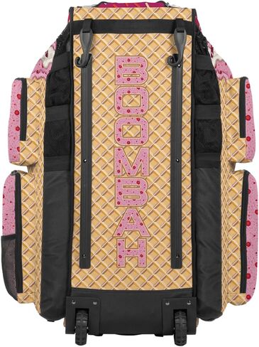 حقيبة الخفافيش الدوارة Boombah Superpack XL - 91.44 سم × 40.64 سم × 23.5 سم - مقبض تلسكوبي - تحمل 8 مضارب - نسخة بعجلات - كريم الفراولة الآيس كريم ذهبي/وردي/وردي فاقع in Saudi Arabia