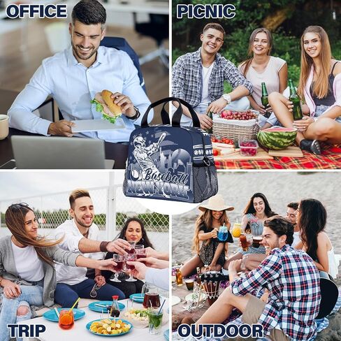 Baseball Gifts for New York, Baseball Lunch Box, Lunch Containers for Fans, Insulated Lunch Bags with Adjustable Shoulder Strap in Saudi Arabia