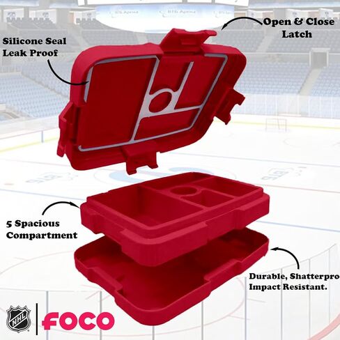 FOCO NHL Unisex-Adult Officially Licensed 2-Tone Big Logo Team Color Hockey Leak Proof 5 Compartment Bento Lunch Box - Chicago Blackhawks in Saudi Arabia