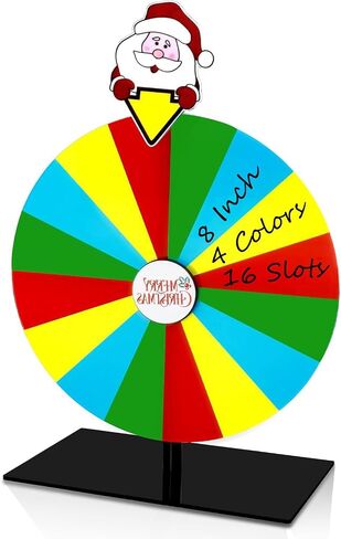 Christmas Spinning Prize Wheel, 8" Dry Erase Spinning Wheel for Prizes with Stand, 16 Slots Tabletop Spinner Wheel for Carnival, Party, Pub, Fortune Spin Game, Home Play, School Activity (#A) in Saudi Arabia