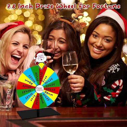 Christmas Spinning Prize Wheel, 8" Dry Erase Spinning Wheel for Prizes with Stand, 16 Slots Tabletop Spinner Wheel for Carnival, Party, Pub, Fortune Spin Game, Home Play, School Activity (#A) in Saudi Arabia