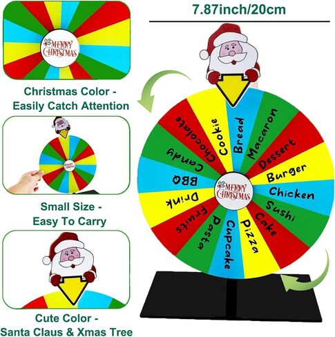 Christmas Spinning Prize Wheel, 8" Dry Erase Spinning Wheel for Prizes with Stand, 16 Slots Tabletop Spinner Wheel for Carnival, Party, Pub, Fortune Spin Game, Home Play, School Activity (#A) in Saudi Arabia