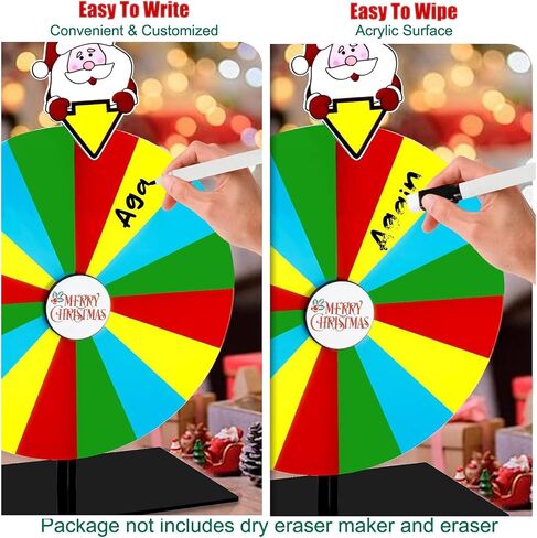 Christmas Spinning Prize Wheel, 8" Dry Erase Spinning Wheel for Prizes with Stand, 16 Slots Tabletop Spinner Wheel for Carnival, Party, Pub, Fortune Spin Game, Home Play, School Activity (#A) in Saudi Arabia