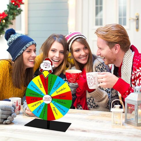 Christmas Spinning Prize Wheel, 8" Dry Erase Spinning Wheel for Prizes with Stand, 16 Slots Tabletop Spinner Wheel for Carnival, Party, Pub, Fortune Spin Game, Home Play, School Activity (#A) in Saudi Arabia