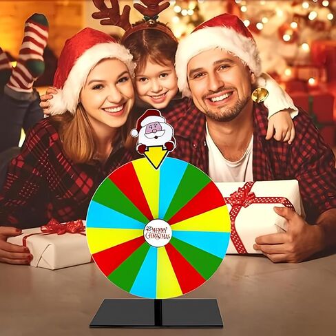 Christmas Spinning Prize Wheel, 8" Dry Erase Spinning Wheel for Prizes with Stand, 16 Slots Tabletop Spinner Wheel for Carnival, Party, Pub, Fortune Spin Game, Home Play, School Activity (#A) in Saudi Arabia