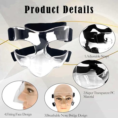 واقي الأنف من كيداو للأنف المكسور، قناع درع وجه كرة السلة قابل للتعديل مع بطانة إسفنجية للرجال والنساء، أقنعة التدريب الرياضية تحمي أنفك ووجهك من الإصابة لكرة السلة وكرة القدم in Kuwait