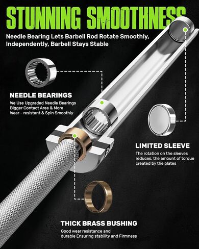 PB01 7FT Olympic Barbell، شريط الوزن مع قبضة مخرشة للقرفصاء، الرفع الميت، رفع الأثقال، تدريب القوة، ضغط مقاعد البدلاء، يناسب لوحات الوزن القياسية 2 بوصة، سعة 1000 رطل in Kuwait