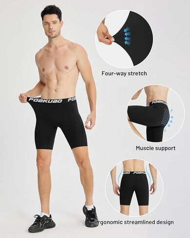 شورت ضغط للرجال من ألياف لدنة للجري، ملابس داخلية رياضية بطبقة أساسية وطبقة أساسية للتمرين in Kuwait