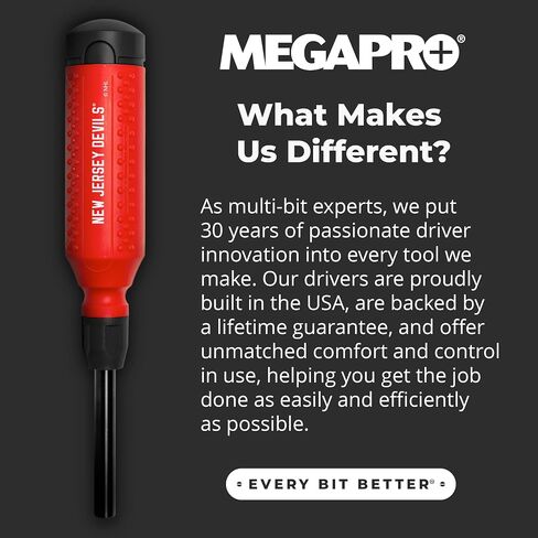 مفك براغي MEGAPRO® NHL® Team Edition متعدد البتات | مرخص رسميًا من NHL® Gear | مفك براغي متين ومريح وذو جودة احترافية (®New Jersey Devils) in Kuwait
