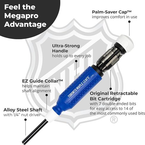 مفك براغي MEGAPRO® NHL® Team Edition متعدد البتات | مرخص رسميًا من NHL® Gear | مفك براغي متين ومريح وذو جودة احترافية (®New Jersey Devils) in Kuwait