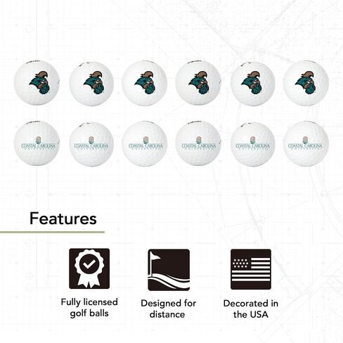 كرات جولف من Desert Cactus Coastal Carolina University - عبوة من 12 لونًا كاملاً، معدات CCU Chanticleers مرخصة رسميًا in Saudi Arabia