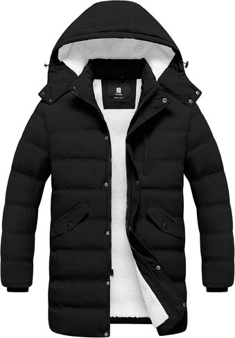 Pursky Men's Long Winter Coat Warm Sherpa Lined Quilted Puffer Jacket Waterproof Thicken Puffy Parka with Hood in Saudi Arabia