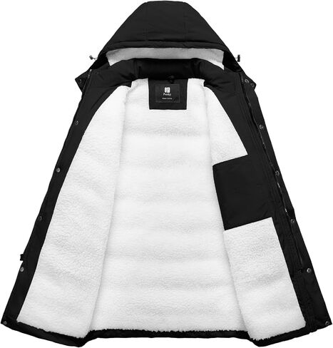 Pursky Men's Long Winter Coat Warm Sherpa Lined Quilted Puffer Jacket Waterproof Thicken Puffy Parka with Hood in Saudi Arabia