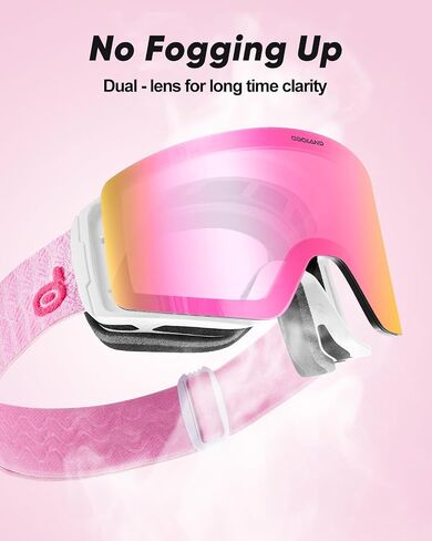 Odoland Photochromic Ski Goggles for Men Women Adult, Snow Snowboard Goggles with Pattern Strap for All Day Skiing Sports in Saudi Arabia