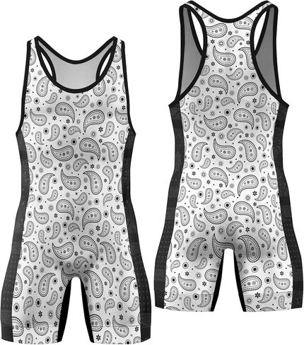 Mystic Paisley Men's wrestling singlets, powerlifting singlet, Comfortable Breathable for Training Gymnastics in Kuwait