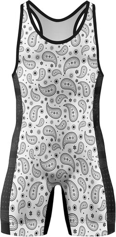 Mystic Paisley Men's wrestling singlets, powerlifting singlet, Comfortable Breathable for Training Gymnastics in Kuwait
