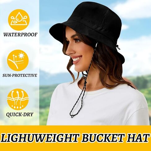Waterproof Rain Hat for Women and Men, Foldable Fisherman Style Bucket Hat for Outdoor Activities Multicolor in Saudi Arabia