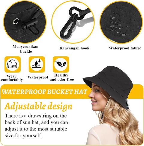 Waterproof Rain Hat for Women and Men, Foldable Fisherman Style Bucket Hat for Outdoor Activities Multicolor in Saudi Arabia
