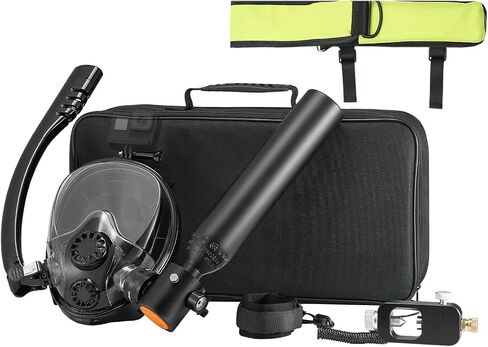 VEVOR Scuba Tank, 0.5L Portable Diving Tank, Diving Oxygen Cylinder Support 5-10 Minutes Underwater Breathing, 32.81 ft Diving Depth, Refillable Snorkel Air Tank Kit for Underwater Exploration Rescue in Saudi Arabia