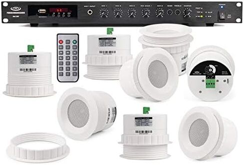 مجموعة سماعات السقف Pure Resonance Audio C3 مع RMA120BT 120 واط ومضخم صوت بلوتوث وسلك مكبر الصوت - نظام صوت المكتب (10 عناصر) in Kuwait