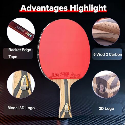 مضارب تنس الطاولة ذات المستوى الاحترافي من Ping Pong Paddles - معتمد من ITTF - مجداف Ping Pong للتحكم المتقدم والسرعة - مضرب تنس الطاولة للاعبين الهجوميين in Kuwait