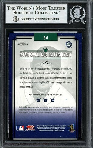 إيشيرو سوزوكي موقعة 2003 بطاقة Donruss Diamond Kings رقم 54 سياتل مارينرز Beckett BAS Stock رقم 191260 - بطاقات البيسبول الموقعة in Saudi Arabia
