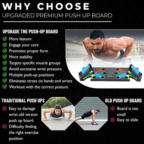 Pushup Board 15 in 1 | Perfect Push Up Board | Push Up Bar Handles | Multi-Functional Pushup Board Fitness Floor | Strength Training Equipment | Home Workout Equipment | Perfect Choice for Daily Gifts in Saudi Arabia